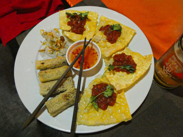 A Vietnamese platter served at a restaurant in Hanoi